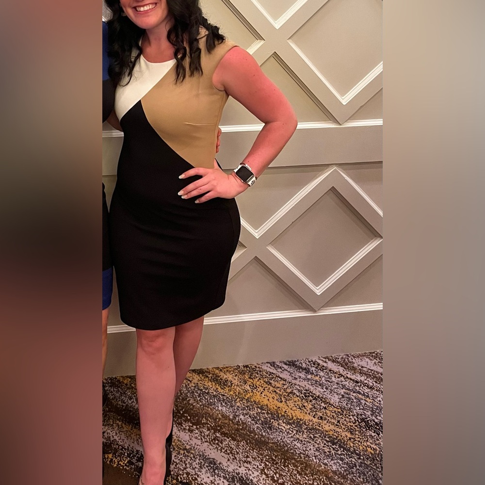 Calvin Klein tri colored work dress
